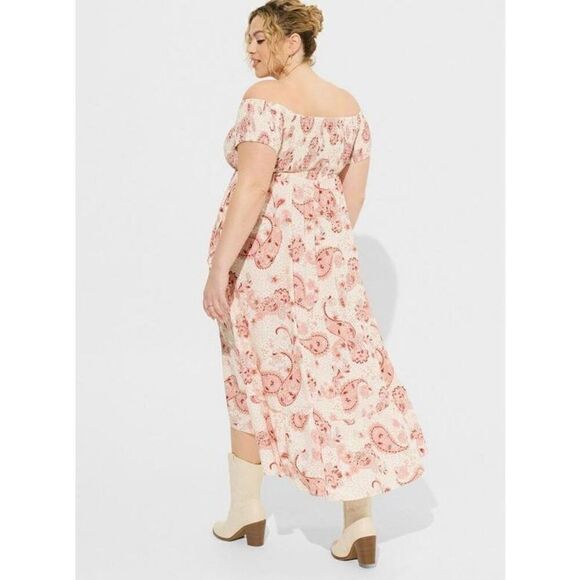 Torrid Maxi Challis Off Shoulder Tulip Hem Dress (Sz 1) - Picture 8 of 8